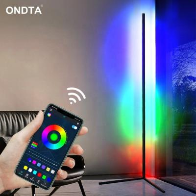 China Dropshipping Nordic Modern Decorative LED Light RGB Remote Control 120cm Tripod Led Corner Floor Lamp For Living Room for sale