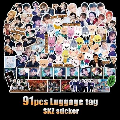 China Wholesale KPOP Idol Group Merch 91pcs/set Decorative Misplaced Luggage Paper Sticker Wholesale KPOP Decorative Sticker for sale