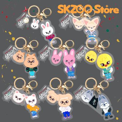 China Wholesale Kpop Merch Cartoon SKZ Acrylic Key Chain Cute Stray Kids SKZOO Plastic Key Ring Souvenir for sale