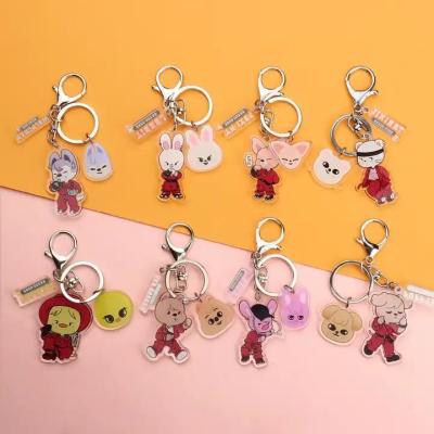 China Wholesale Kpop Merch Cartoon SKZ Acrylic Key Chain Cute Stray Kids SKZOO Plastic Key Ring Souvenir for sale