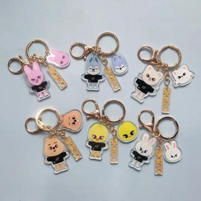 China Kpop Merch Cute Stray Plastic Keychain Souvenir Wholesale Double Sides Cartoon SKZ Acrylic Key Chain Children SKZOO for sale