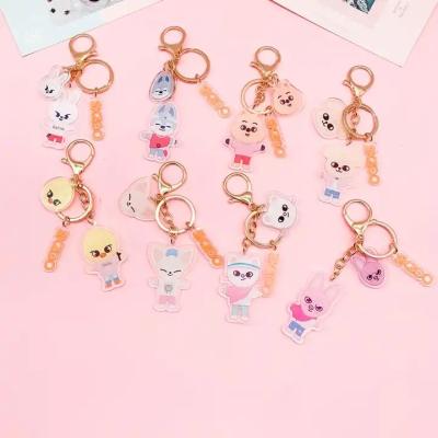 China Wholesale Kpop Merch Cartoon SKZ Acrylic Key Chain Cute Stray Kids SKZOO Plastic Key Ring Souvenir for sale