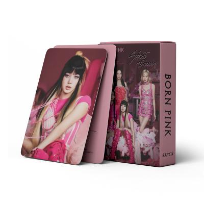 China Korea Wholesale Kpop Idol Group Merch 55pcs/box Blackpink Pink Photocard Lomo Card Born Photo Card for sale