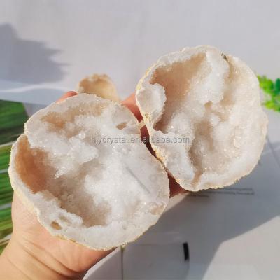 China China Wholesale Natural Mineral Specimen Crystal Cluster White Agate Druzy Geode For Healing for sale