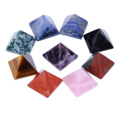 China China Natural Gemstone Pyramid Carved Chakra Healing Crystal Reiki Stone Pyramids For Home Decoration for sale