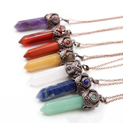 China China Leaf Design Victorian Crystal Point Pendant Gemstone Reiki Chakra Necklaces For Gift for sale