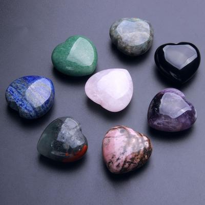 China China 40mm Gemstone Mixed Hearts Natural Healing Crystal Stone Rose Quartz Amethyst Heart for sale