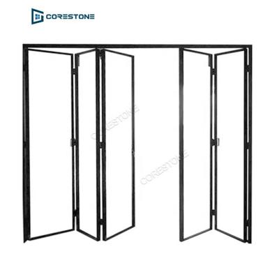 China Sound insulation Australia standard aluminum thin frame soundproof double glass bi folding doors for interior door for sale