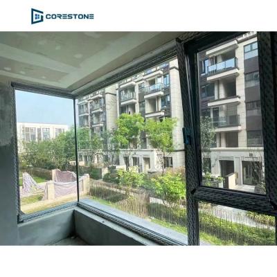 China Aluminum Glass Screen Window Folding Corner Design / L Shaped Window / Flat Seal Corner Stained Glass for sale