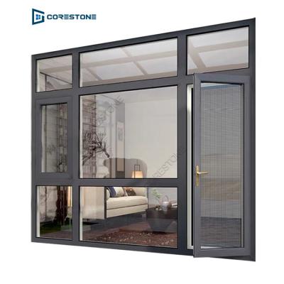 China High End Folding Aluminum Screen Power Coated Casement Window With Burglar Proof And Fly Screen Mesh for sale