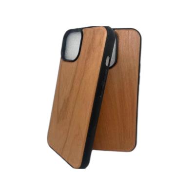 China Shockproof Wholesale Custom Logo High-end Wooden Accessories TPU Walnut Wood Phone Case For Iphone14 for sale