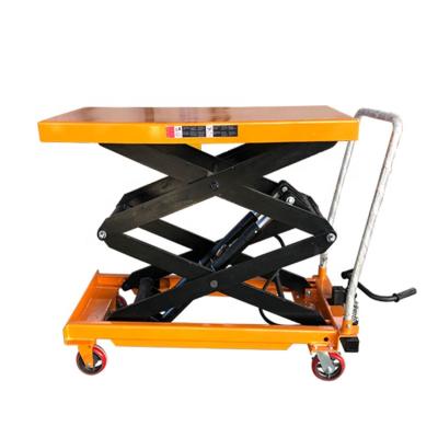 China Hydraulic Transport Cargo 150kg Foot Control Screw Lift Platform Carrier Tools Carry Cargo To Go Through Mobile Hydraulic Lift Table for sale