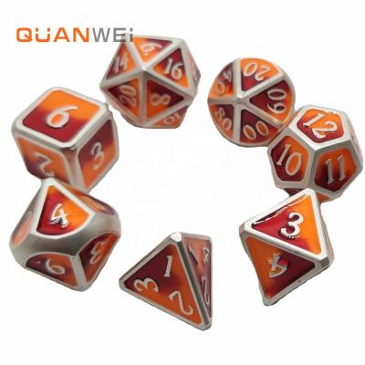 China Eco-friendly wholesale hot sale bag box RPG game custom Dnd metal die cut polyhedral game dnd die set for sale