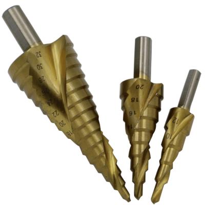 China 3pcs Helical HSS Drilling Machine Carbide Step Drill Bits Set Metal Woodworking for sale