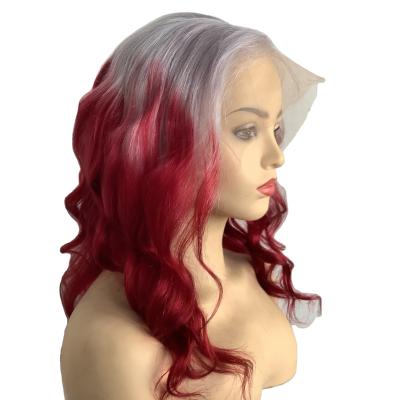 China European Remy 13x4 Body Wave Wigs 100% Human Hair Lace Front Color Ombre Brown Wig Balayage Silver Ombre Red Body Wave Wholesale for sale