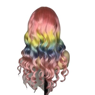 China New Arrival 2021 Water Wave Hot Selling Lots Rainbow Colors Flag Fans Party Hair Wigs Sunny Song for sale