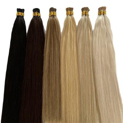 China Colored Russian Cuticle Remy Aligned Keratin U of Remy Customized Color Pre Bonded silky straight wave flat I tip Ring Human Hair Extensions nano for sale