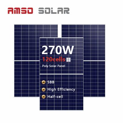 China polycrystalline 270W 40v half cell 120 cells solar panel half mono cut solar panel 270w 30v 156mm*156mm for sale