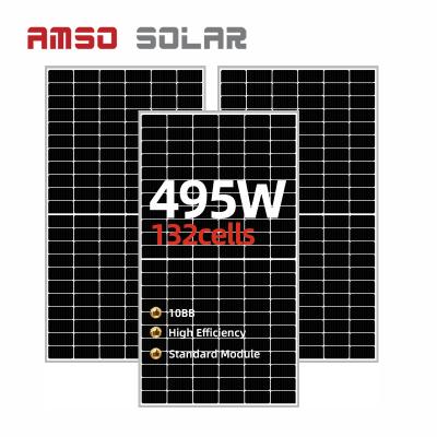 China Manufacturer Solar Cell 132 Cells 10bb 480W 490W 495W Monocrystalline Solar Panel 182mm Half for Home Power System 182mmx182mm for sale