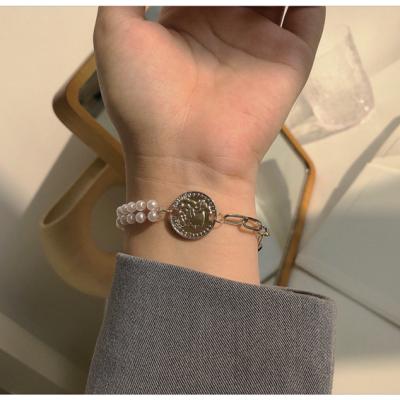 China New fashion vintage Europe and America double bead bracelet like hand gold coin temperament simple and supple thick chain ornaments for sale