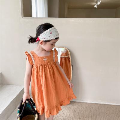 China Viable girls dress 2022 summer dress western style new children embroidered Japanese style summer girls dress for sale