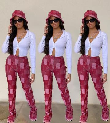 China Hot Selling High Quality Anti-wrinkle New Ladies Casual Printed Pants Women's Tassels Pants for sale