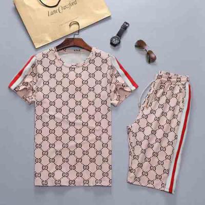 China New Arrival Breathable Hot Selling Mens Shorts 2 Pcs Clothing Printing Short Sleeve T-shirt Set for sale