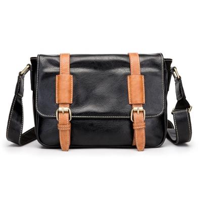 China 2019 Fashion School PU Men Vintage Style Messenger High Quality Traveling Black Leather Bags for sale