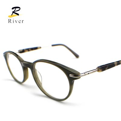 China Light blue optical glass beauty buffalo horn moon materials Fred acetate eyewear monocle frames for sale