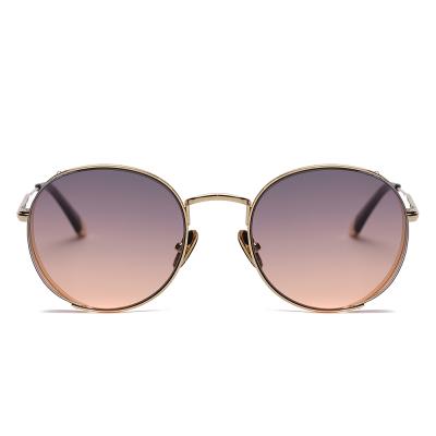 China Round Metal Frame Fashion Sunglasses Unisex High Quality Nylon Lens Motorcycles Full Shade Sun Glasses Men UV400 for sale