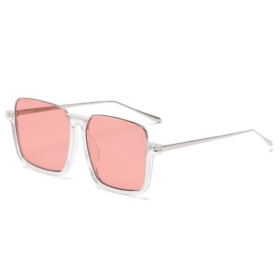 China Fashion Sunglasses Customized Trendy Men's Thick Clear Frame TAC Lens Oversized Square Metal Shading Unisex Sunglasses for sale