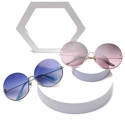 China Fashion Sunglasses Customized High Quality Round PC Metal Round Women Sunglasses Gradual Change UV Protection UV400 Men's Cycling Sunglasses for sale