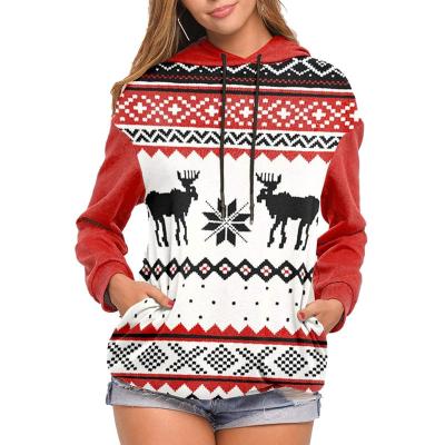 China White Women Winter Christmas Satin Striped Sublimation Breathable Hoodies Dress for sale