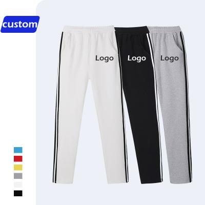 China Simple White Gray Men Joggers Sweatpants Male Elastic Waist Wholesale Custom Anti-static Logo Autumn Cotton Sweatpants Drawstring Cheap for sale