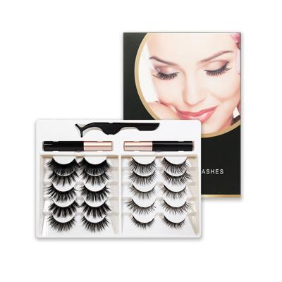 China High Quality Custom Made Natural Mink Eyelashes Magnetic Long False Eyeliner Magnetic Eyelashes With Eyeliner for sale