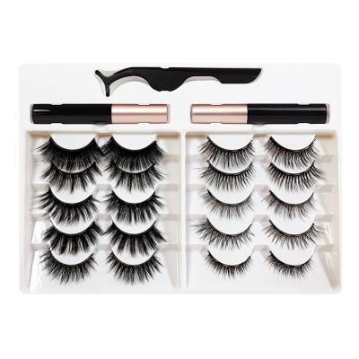 China Long 2021 New Style Natural Invisible Magnetic Eyelashes Full 4 Pairs Magnetic Eyelashes With Eyeliner Set for sale