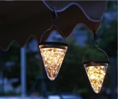 China Decor Outdoor Conical Lamp LED Night Lantern Shape Solar Garden Light Cone Lights for sale