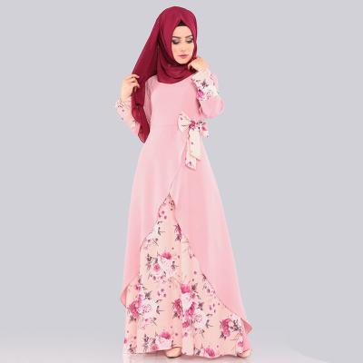 China Modern Modest Long Muslim Lady Floral Abaya UK Turkish Dress Women Gulf Fashion Bamboo Fiber Sheaths Long Maxi 2022 Women Islamic Clothing for sale