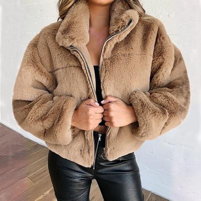 China 2022 New Warm Imitation Women's Thickened Tops Winter Lapel Viable Women's Fur Coat Short Plush Rabbit Fur Jacket All-in-one Zipper for sale