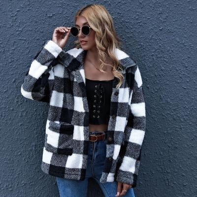 China New Fashion Plaid Cardigan Women's Loose Woolen Casual Straight Long Sleeved Coat Breathable Hot Sale Long Outerwear for sale