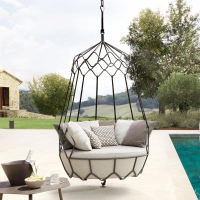 China Modern Outdoor Lounge Rattan Garden Balcony Convertible Metal Egg Chair Patio Hanging Swing Chair for sale