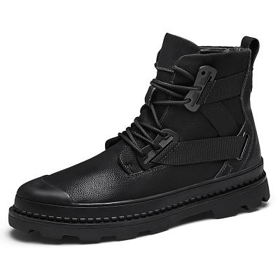 China Wear resistance men's thermal military PU leather boots cowboy Black Dress Moto and biker boots for men for sale