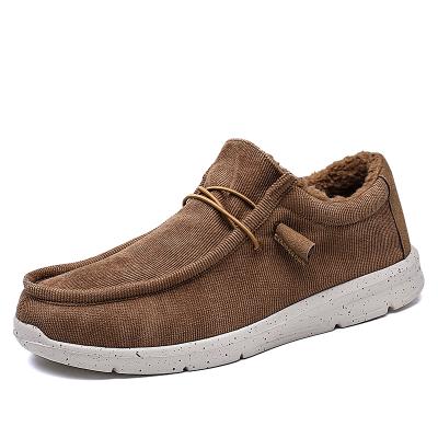 China Wholesale Latest Anti-odor Classic Size 48 Casual Loafers Corduroy Fur Lined Boat Shoes For Men for sale