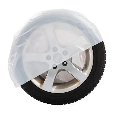 China Geometric Disposable Custom Plastic Tire Storage Bag Clear LDPE pe tire plastic bags clear car spare wheel cover with logo for sale