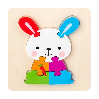 China Custom Eco-Friendly Kids Wooden 3D Puzzle RJ Jigsaw Toys For Kids Cartoon Animal Vehicle Wooden Toddler Puzzles for sale