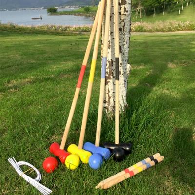 China New Zealand Pine/Sapele/RJ Rubber Wood Croquet Set With Drawstring Bag Six Player Croquet Set For Adults And Kids for sale