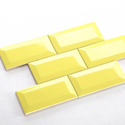 China Vitagres modern yellow brightly shinny ceramic decoration wall subway tile for sale