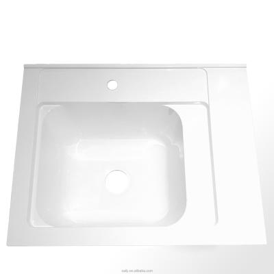 China Durable In SMC Acrylic Laundry Sinks Lavatory Bowl Sinks / Vessel Basins Shampoo Sinks Single Hole 36*22*13inch Rectangular White for sale