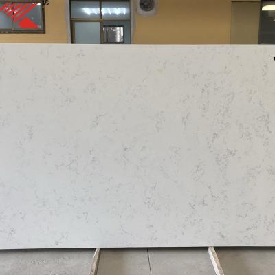 China Vanity Top / Bench Top Natural Marble Look Artificial White Quartz Slab Top Factory Price for sale