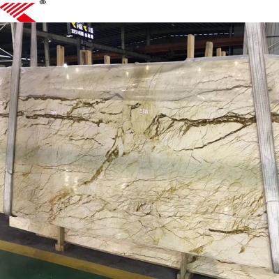 China High Polished Floor Gold Marble Slabs For Table Top for sale